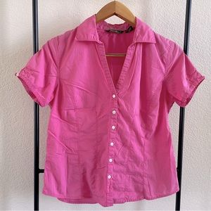 Eddie Bauer Pink Cotton Blouse Short Sleeve Medium